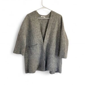 STORQ Baby Alpaca Wool Blend Open Front Cardigan Jacket M/L Gray Maternity Cozy